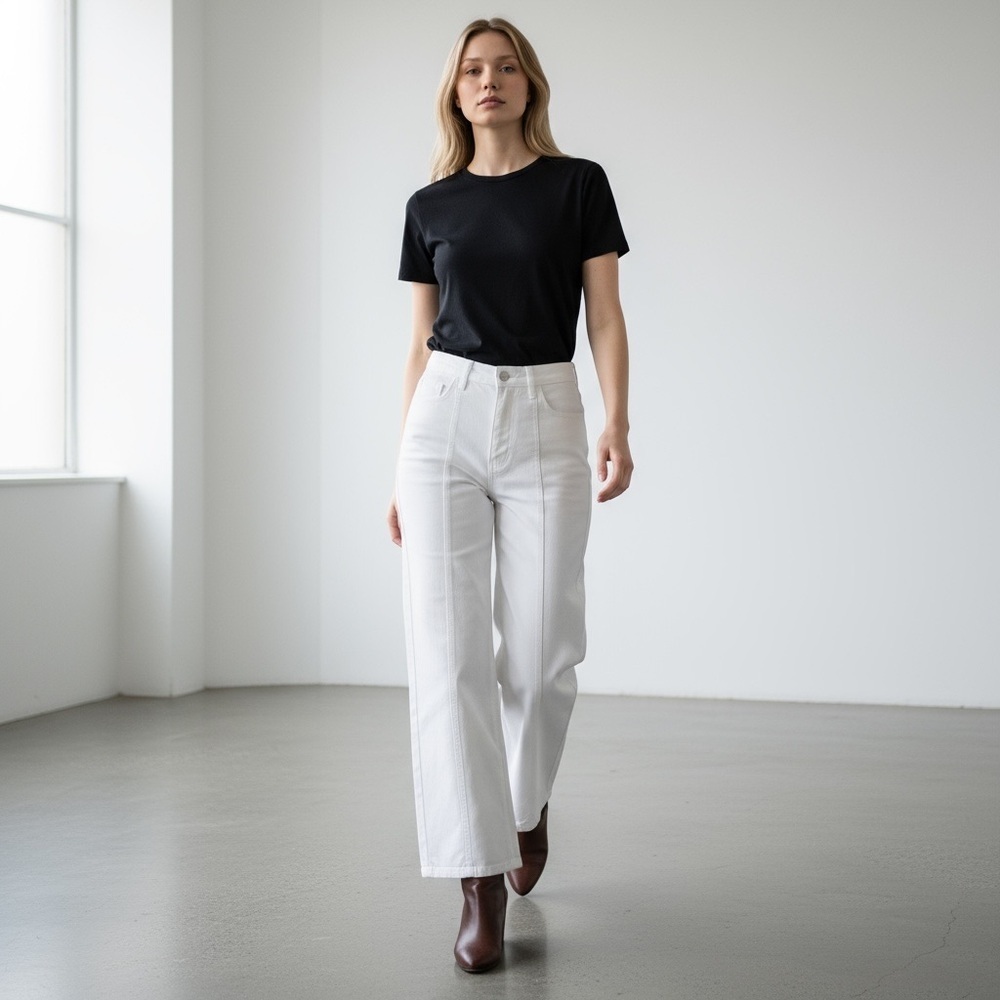 KanCan White High Rise Wide Leg Jeans Ankle Cotton